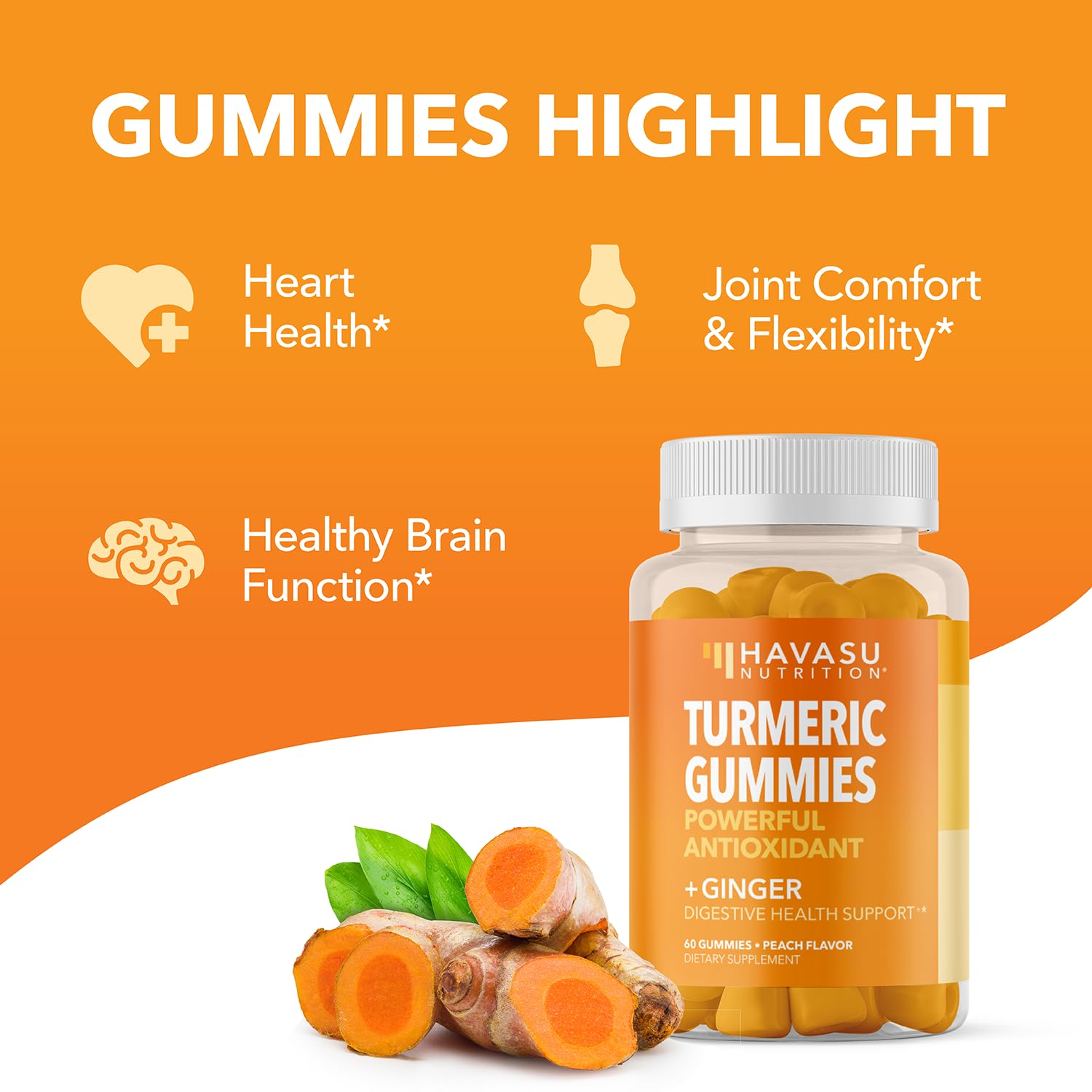 Foto 7 | Suplemento De Gomitas De Cúrcuma Con Jengibre De Havasu Nutrition, 60 Unidades - Venta Internacional.