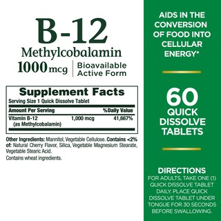 Foto 2 | Suplemento De Vitamina B-12 De Nature's Bounty, 1000 Mcg, 60 Tabletas - Venta Internacional.