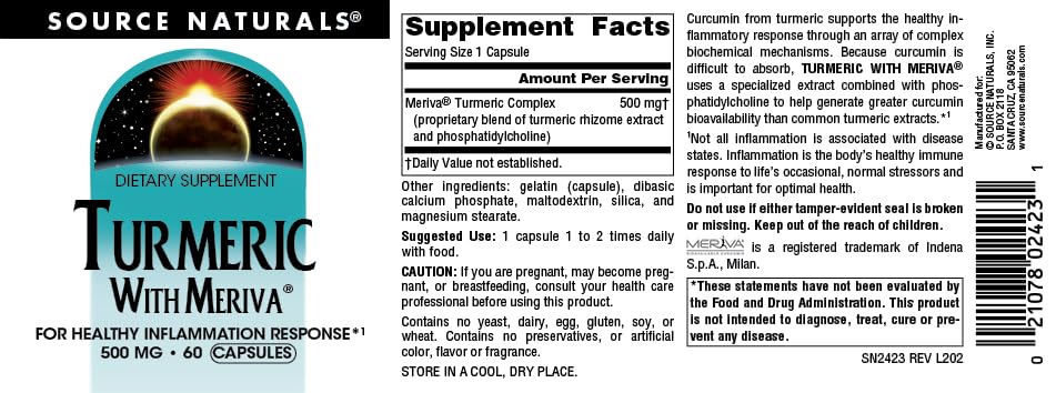 Foto 4 | Suplemento Source Naturals De Cúrcuma Con Meriva 500 Mg - 60 Cápsulas - Venta Internacional.