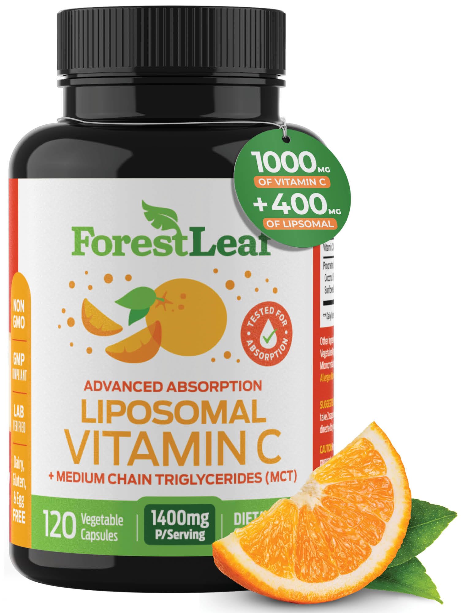 Foto 2 pulgar | Suplemento De Vitamina C Liposomal Forestleaf, 1000 Mg, 120 Cápsulas - Venta Internacional.
