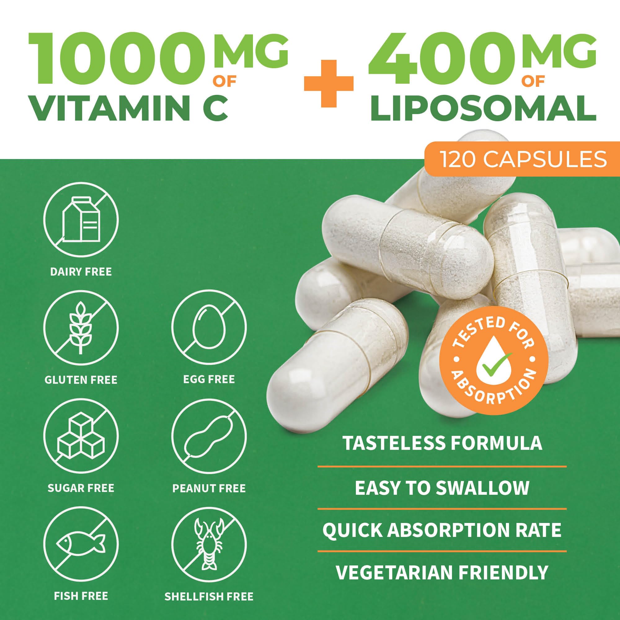 Foto 3 pulgar | Suplemento De Vitamina C Liposomal Forestleaf, 1000 Mg, 120 Cápsulas - Venta Internacional.