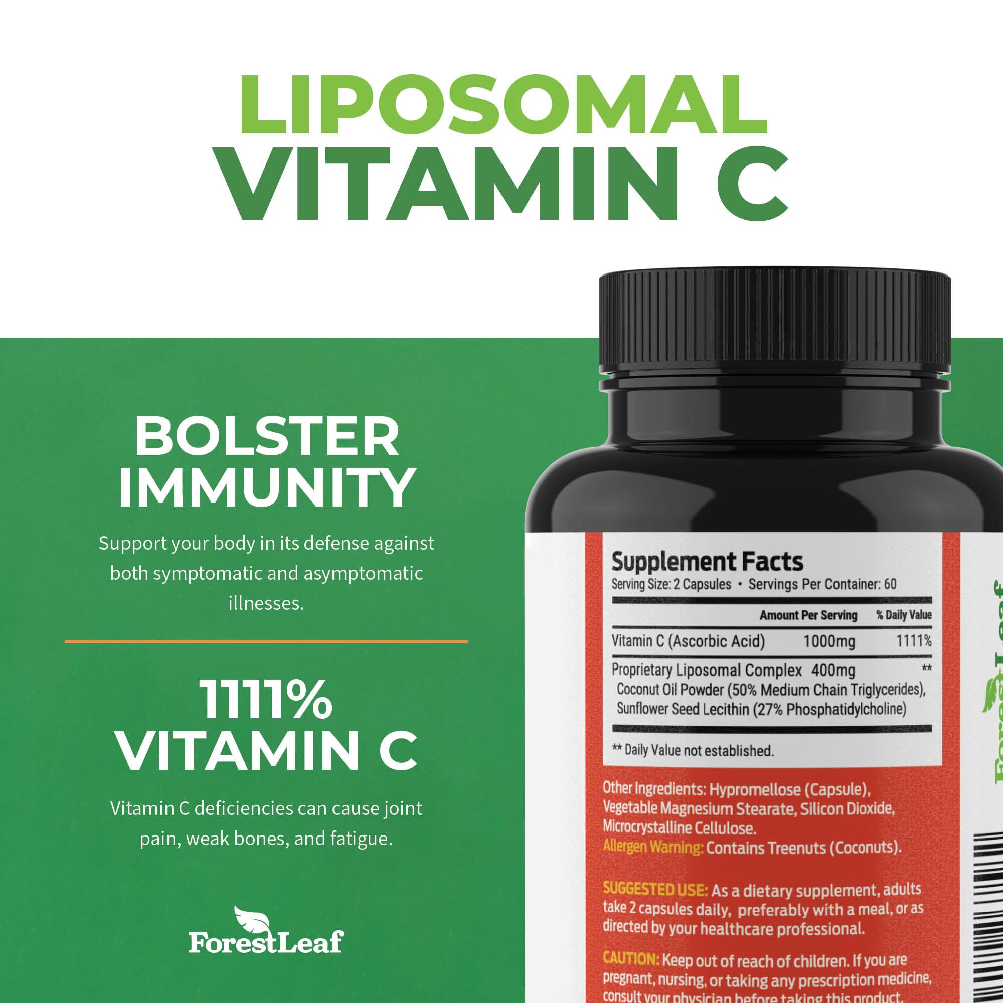 Foto 4 pulgar | Suplemento De Vitamina C Liposomal Forestleaf, 1000 Mg, 120 Cápsulas - Venta Internacional.