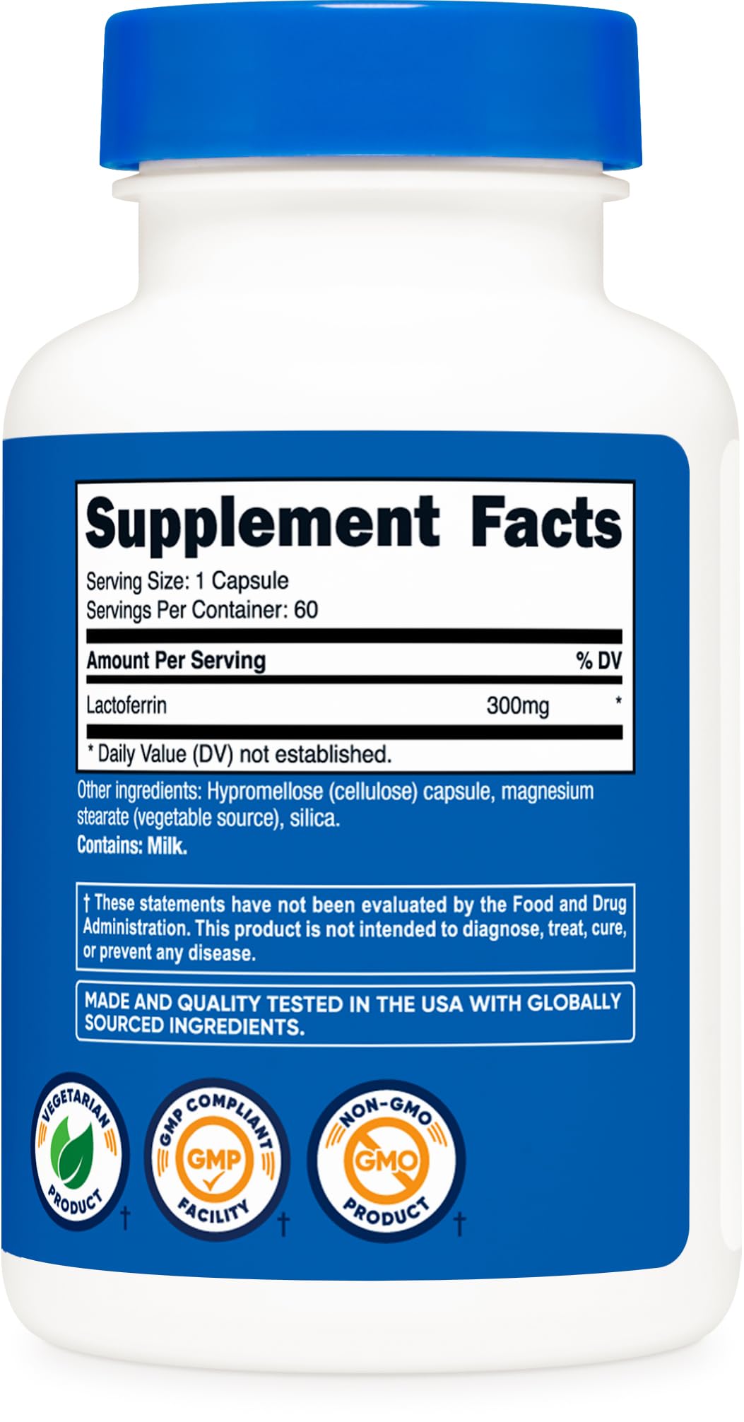 Foto 6 pulgar | Suplemento Nutricost, Cápsulas De Lactoferrina, 300 Mg, 60 Porciones - Venta Internacional.