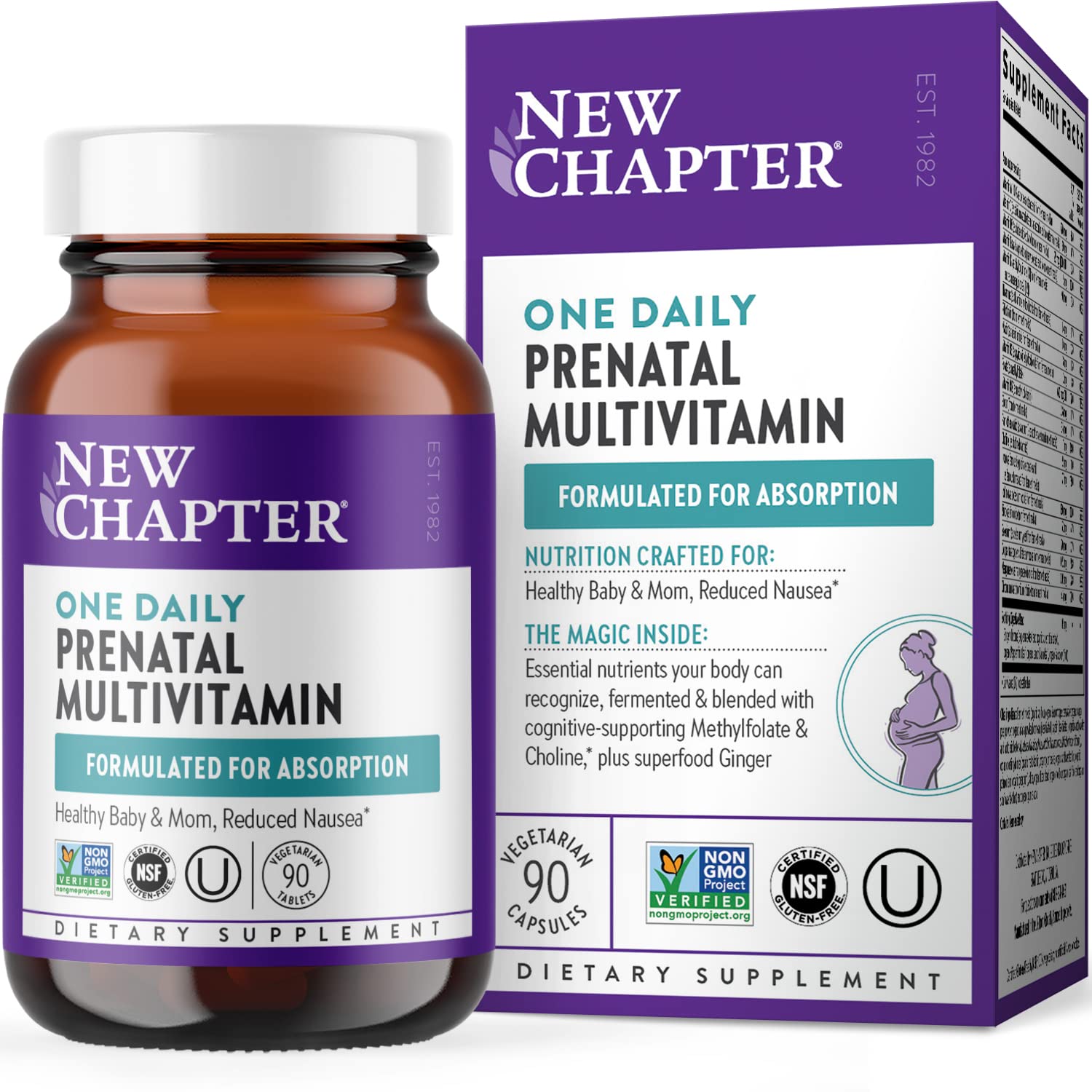 Foto 2 pulgar | Vitaminas Prenatales New Chapter One, 90 Comprimidos Diarios - Venta Internacional.