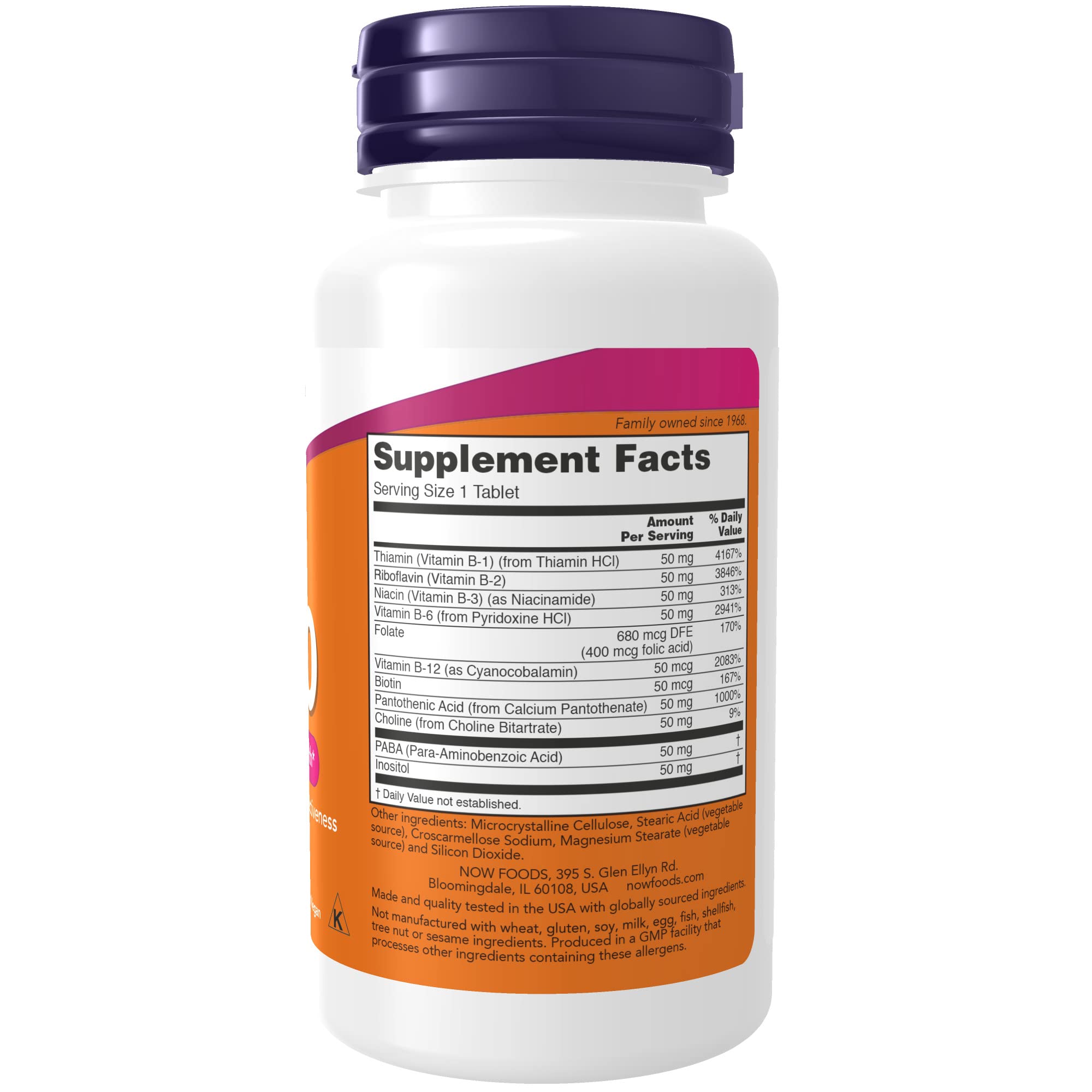 Foto 3 pulgar | Suplementos Now Foods, Vitamina B, 50 Mg, 100 Comprimidos - Venta Internacional.