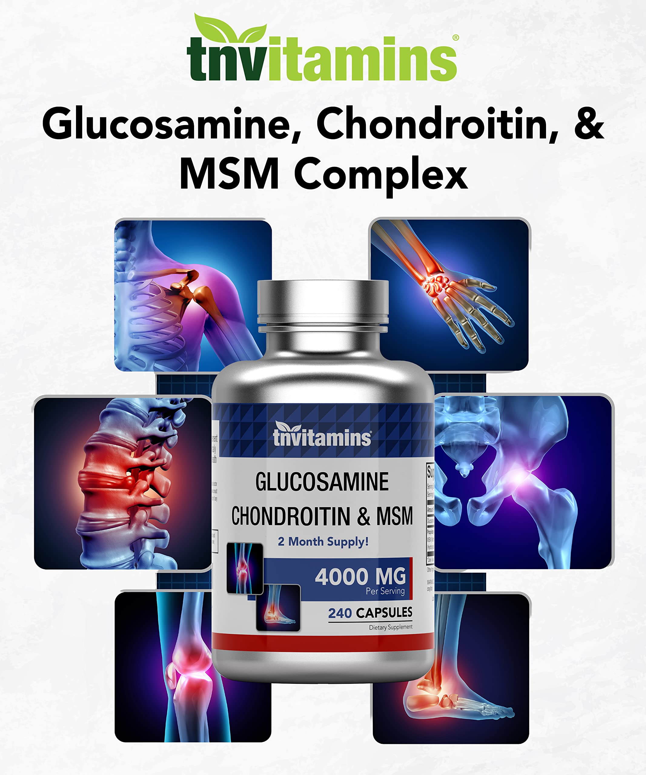 Foto 4 pulgar | Suplemento De Vitaminas: Glucosamina, Condroitina Y Msm 4000 Mg - Venta Internacional.