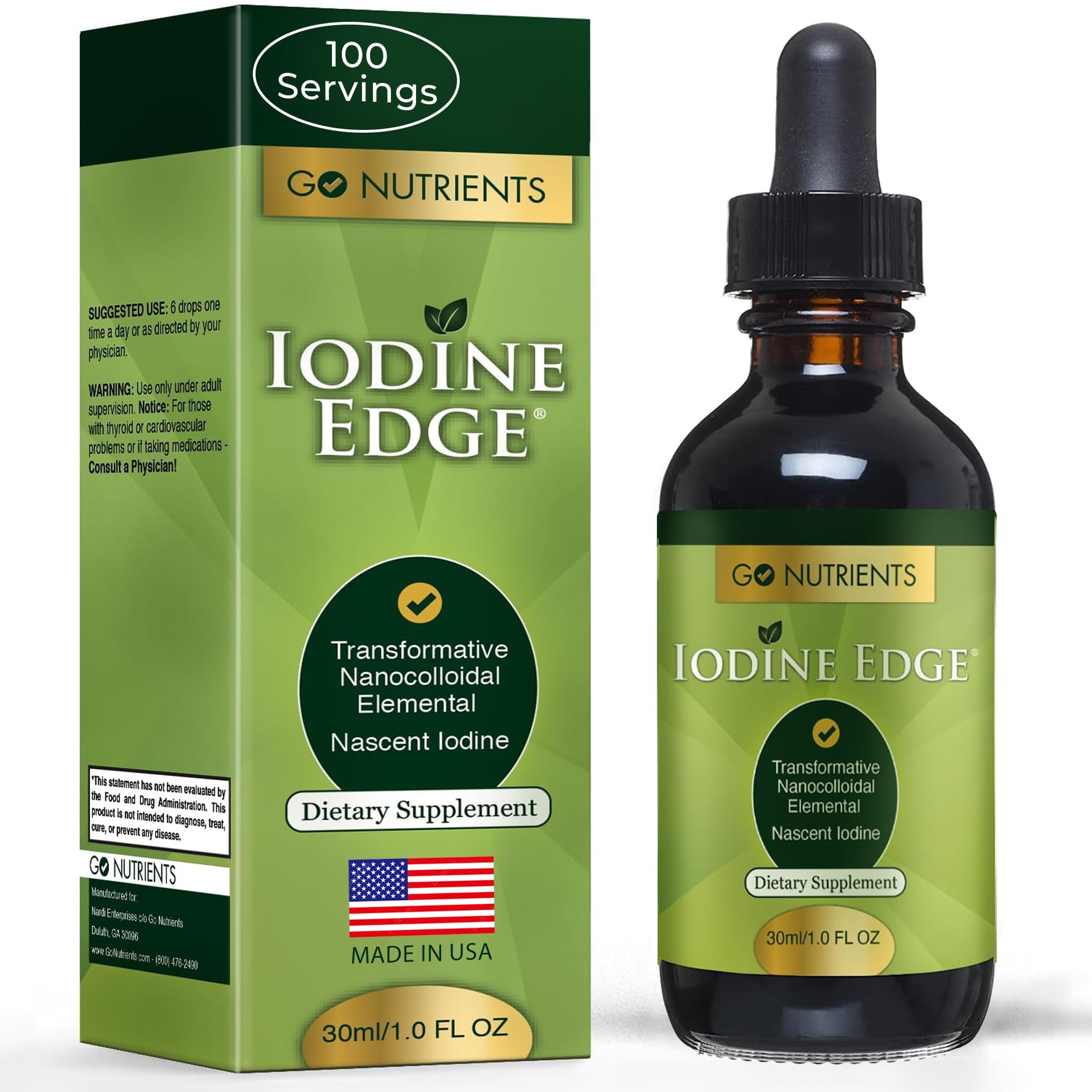 Foto 2 pulgar | Suplemento Go Nutrients Iodine Edge Organic Nascent 30 Ml - Venta Internacional