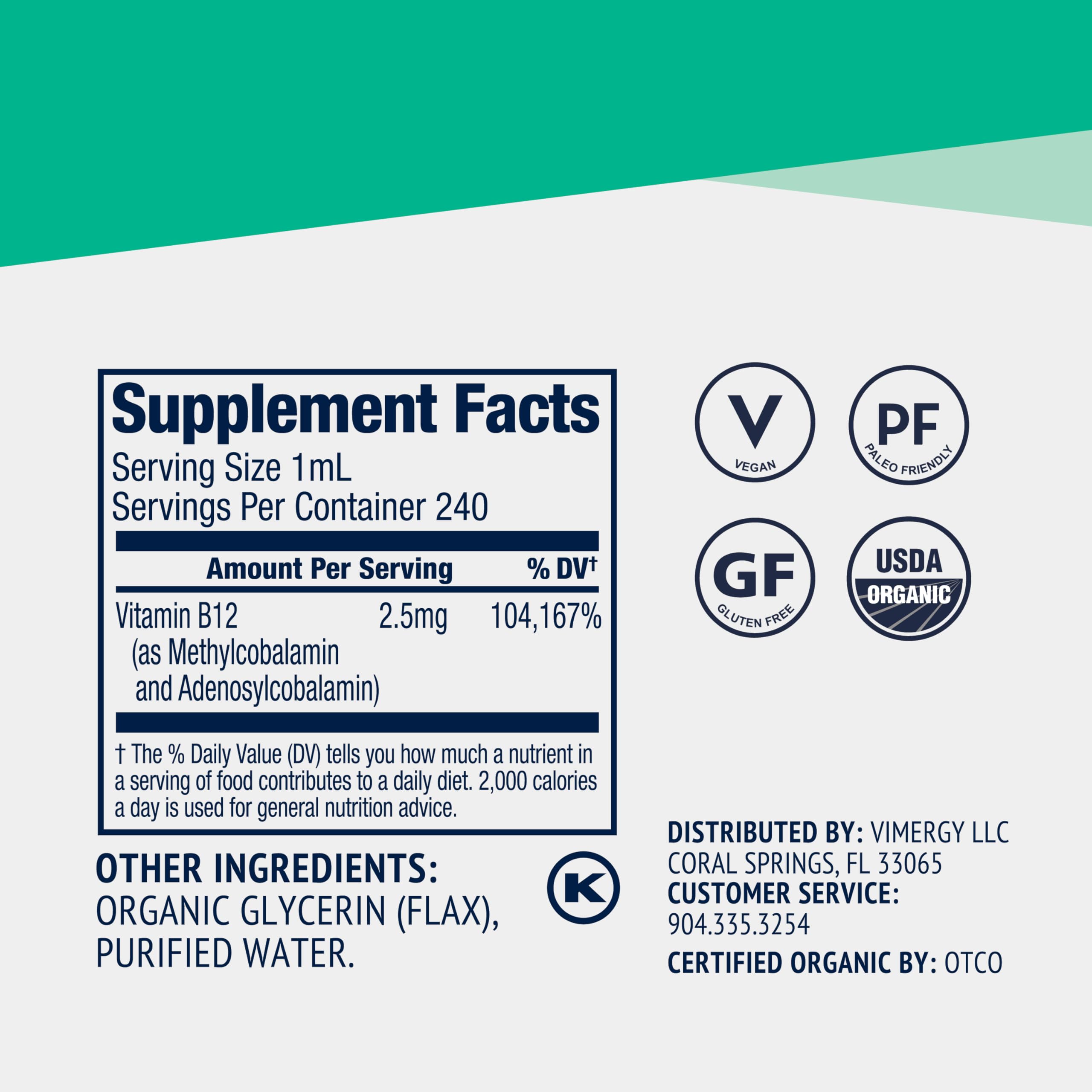 Foto 7 pulgar | Suplemento Vimergy Liquid B12 Refill 240 Ml Usda Organic Vegan - Venta Internacional