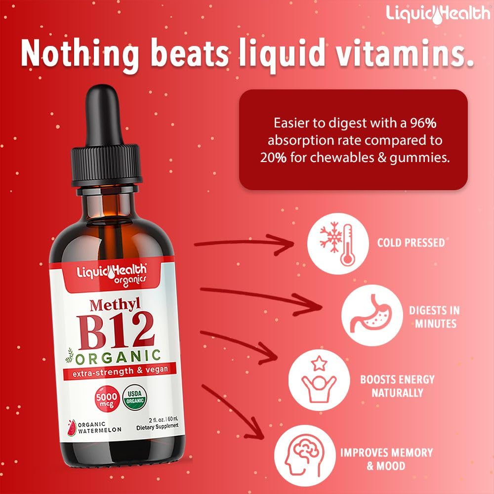 Foto 3 pulgar | Suplemento de Metil Vitamina B12 de Liquidhealth 5000 Mcg Orgánico - Venta Internacional