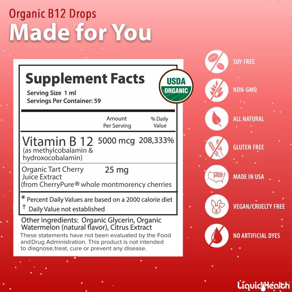 Foto 6 pulgar | Suplemento de Metil Vitamina B12 de Liquidhealth 5000 Mcg Orgánico - Venta Internacional