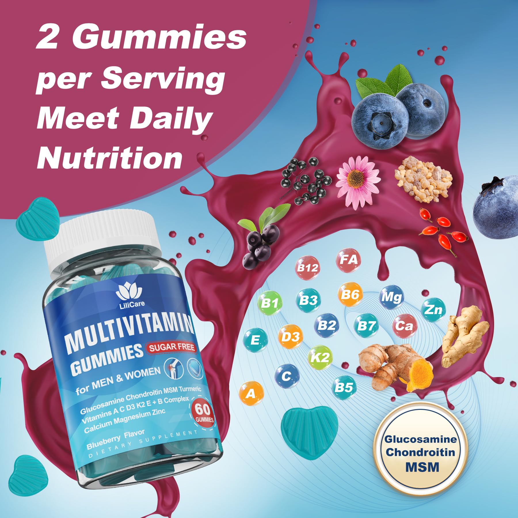 Foto 3 | Gomitas Multivitamínicas Lilicare sin Azúcar para Hombres y Mujeres Mayores de 50 Años - Venta Internacional