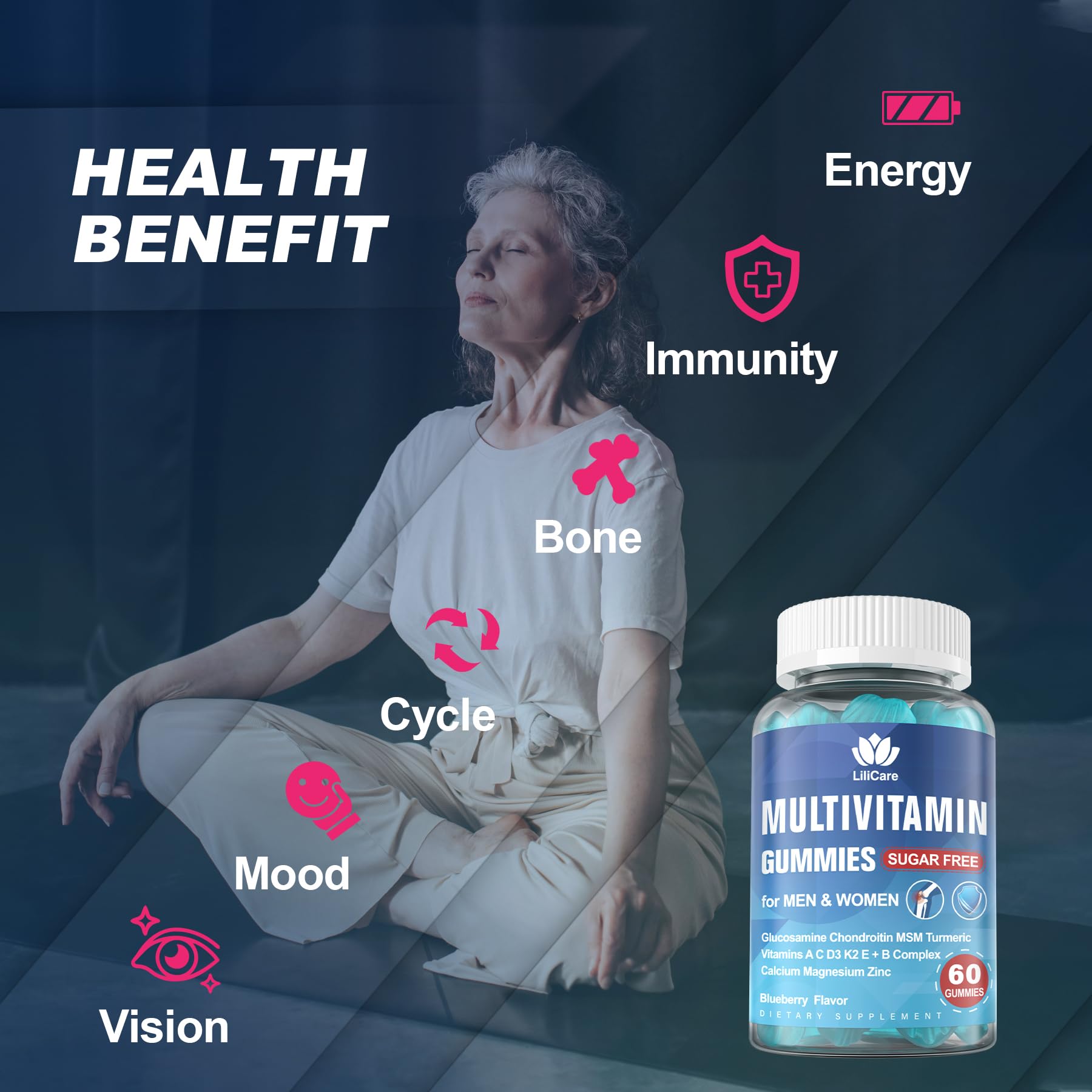 Foto 4 | Gomitas Multivitamínicas Lilicare sin Azúcar para Hombres y Mujeres Mayores de 50 Años - Venta Internacional