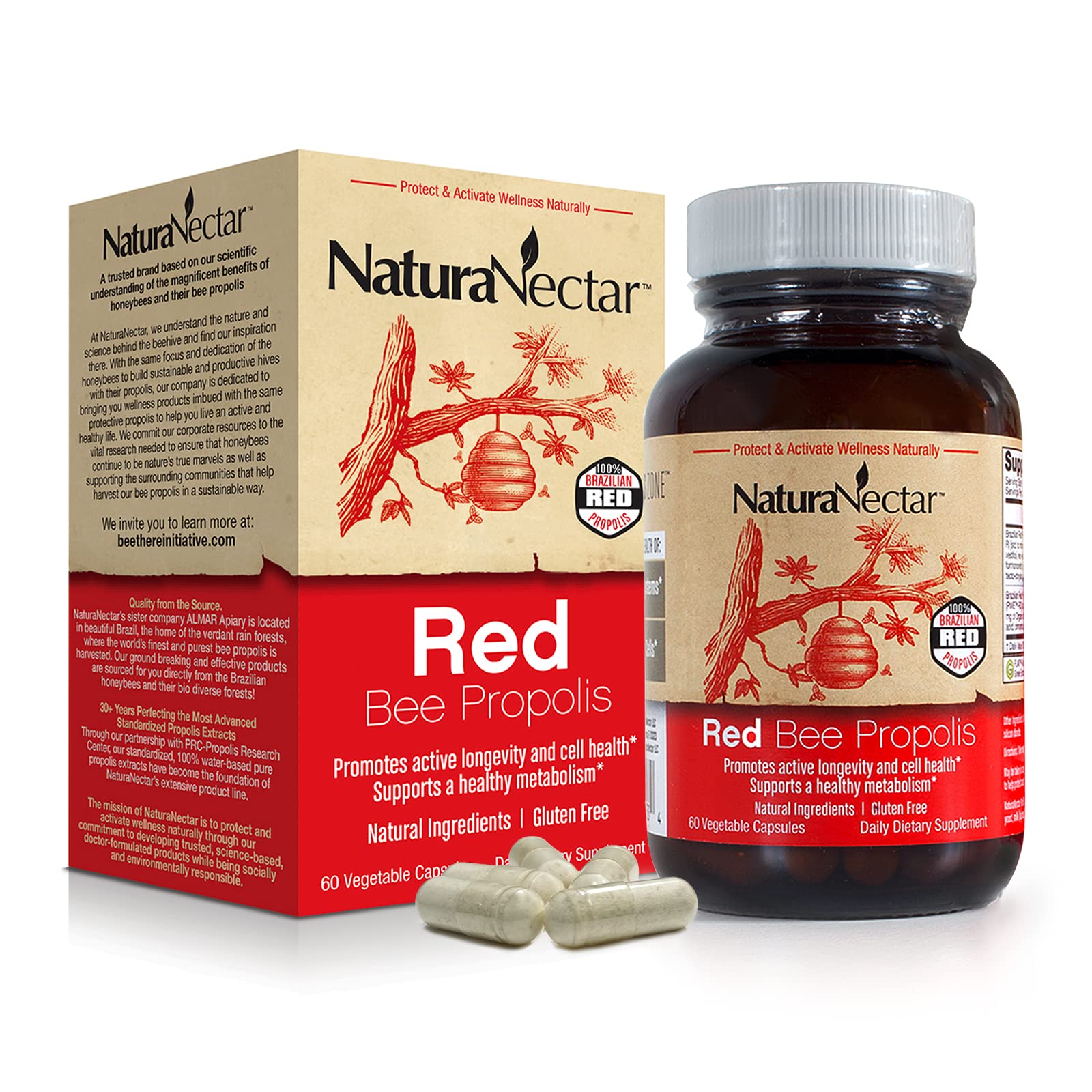 Foto 2 pulgar | Suplementos Naturanectar Red Bee Propolis 60 Cápsulas - Venta Internacional