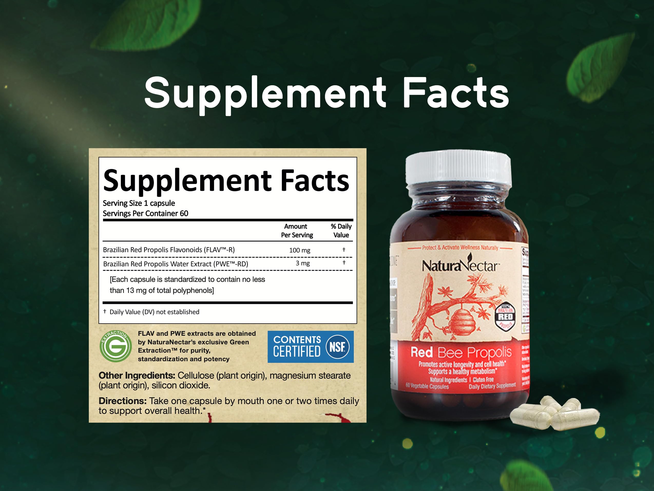 Foto 7 pulgar | Suplementos Naturanectar Red Bee Propolis 60 Cápsulas - Venta Internacional