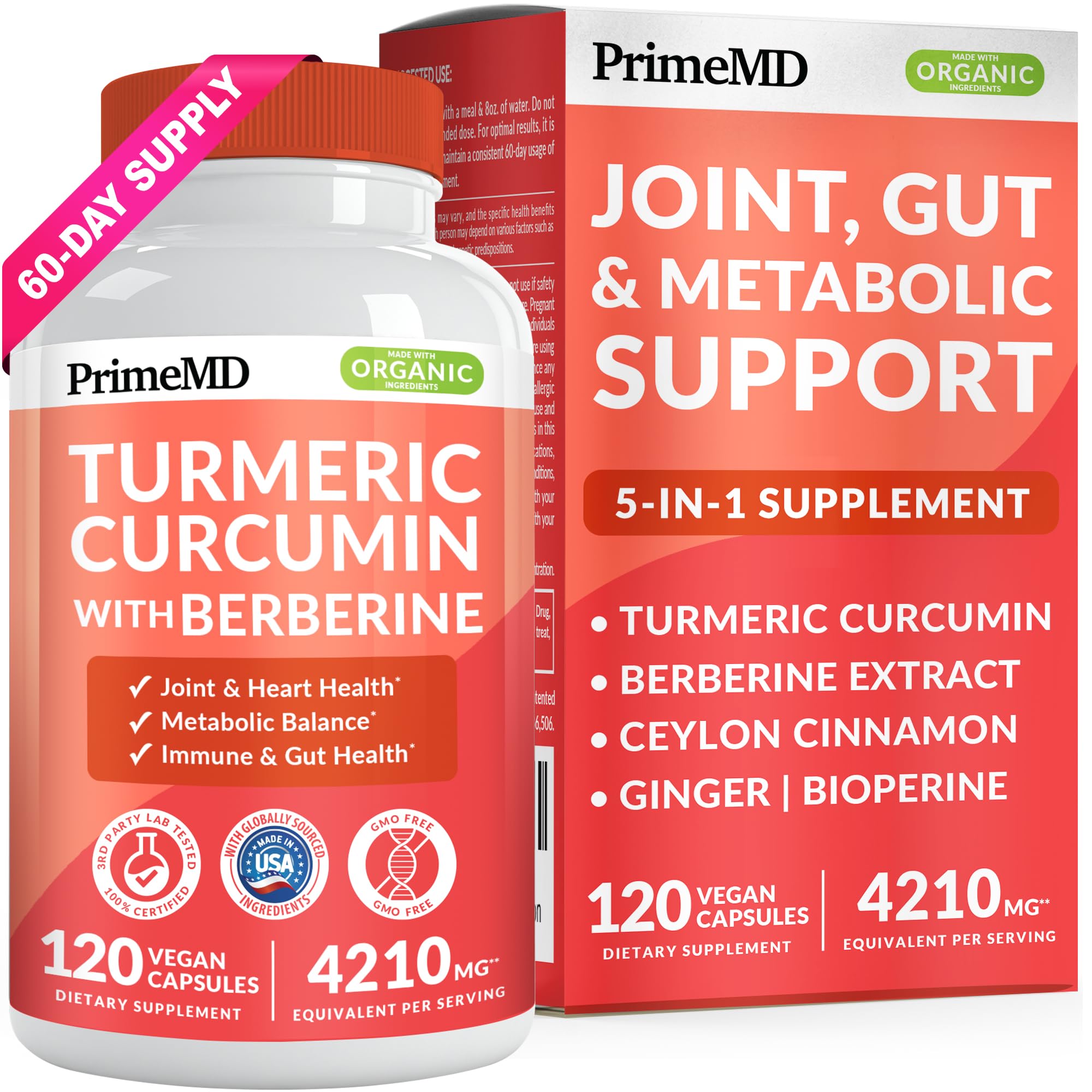Foto 2 pulgar | Suplemento PrimeMD Cúrcuma y Curcumina 4210 mg 120 Cápsulas - Venta Internacional