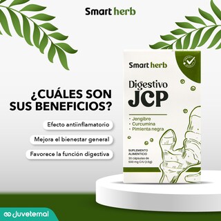 Foto 5 | Smart Herb Paquete Digestivo Jcp, Suplemento Alimenticio, 2 Piezas (30 Cápsulas C/u) Con Jengibre, Curcumina Y Pim
