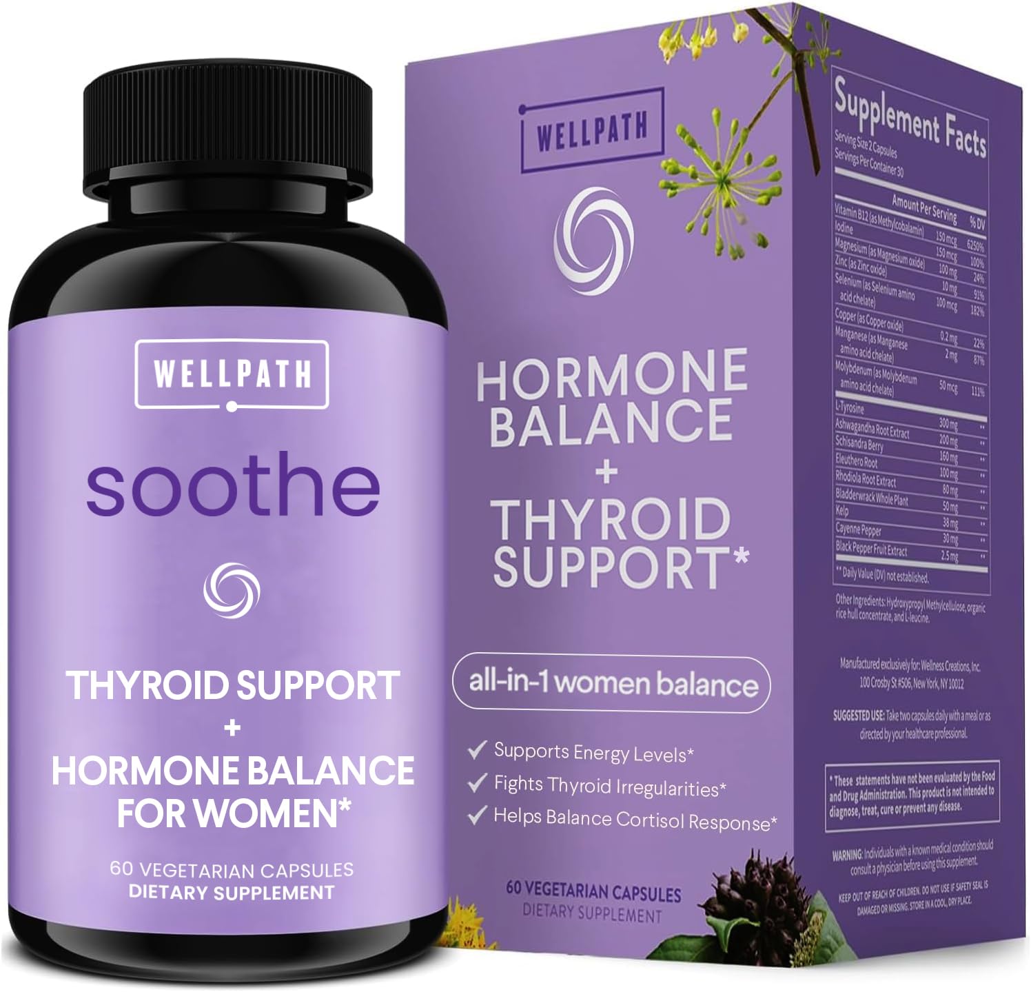 Foto 2 pulgar | Suplemento Wellpath Soothe Hormone Balance Thyroid Women 60 Unidades - Venta Internacional