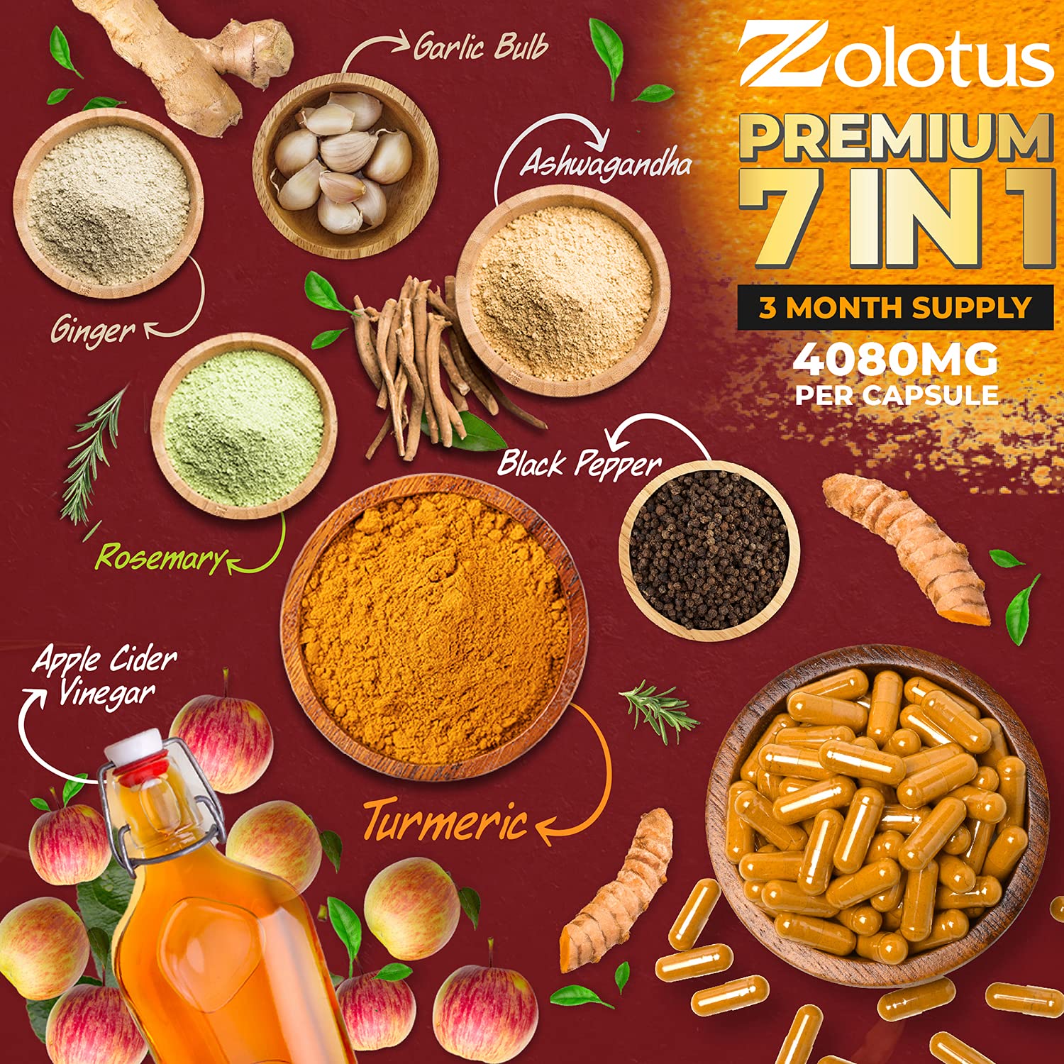 Foto 4 pulgar | Suplemento Zolotus Curcumina y Vinagre de Sidra de Manzana - Venta Internacional