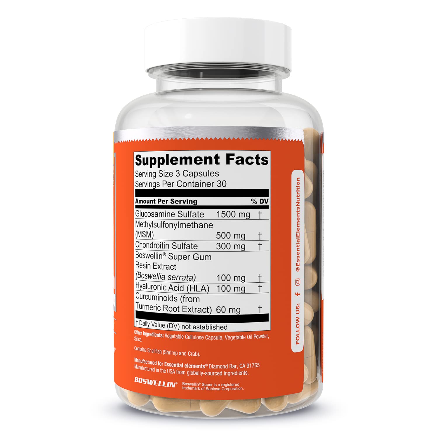 Foto 3 pulgar | Suplemento Essential Elements Glucosamina Y Condroitina 90 Cápsulas - Venta Internacional
