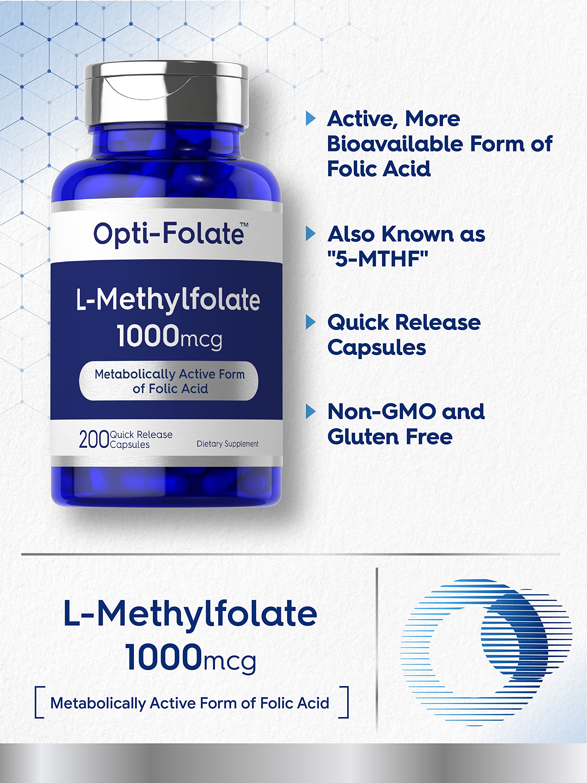 Foto 3 | Suplemento Carlyle L Metilfolato 1000 mcg 200 Cápsulas - Venta Internacional
