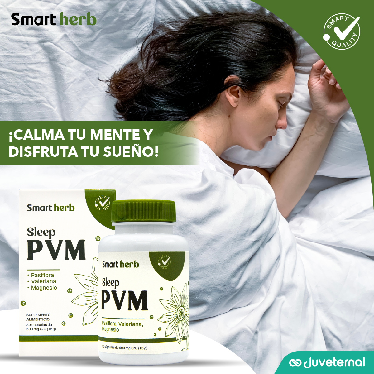 Foto 4 pulgar | Smart Herb Paquete Sleep Pvm, Suplemento Alimenticio, 2 Piezas (30 Cápsulas C/u) Con Pasiflora, Valeriana Y Magnesio