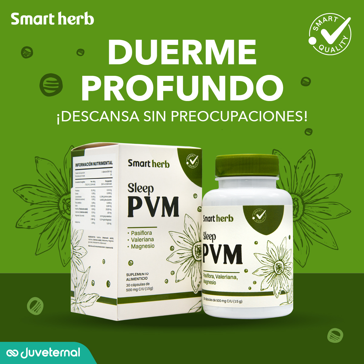 Foto 5 pulgar | Smart Herb Paquete Sleep Pvm, Suplemento Alimenticio, 2 Piezas (30 Cápsulas C/u) Con Pasiflora, Valeriana Y Magnesio