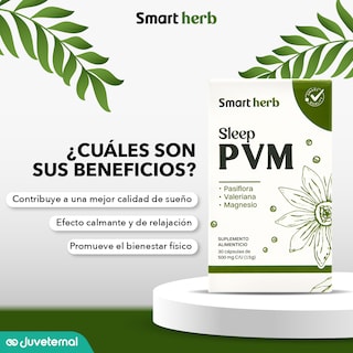 Foto 5 | Smart Herb Paquete Sleep Pvm, Suplemento Alimenticio, 2 Piezas (30 Cápsulas C/u) Con Pasiflora, Valeriana Y Magnesio