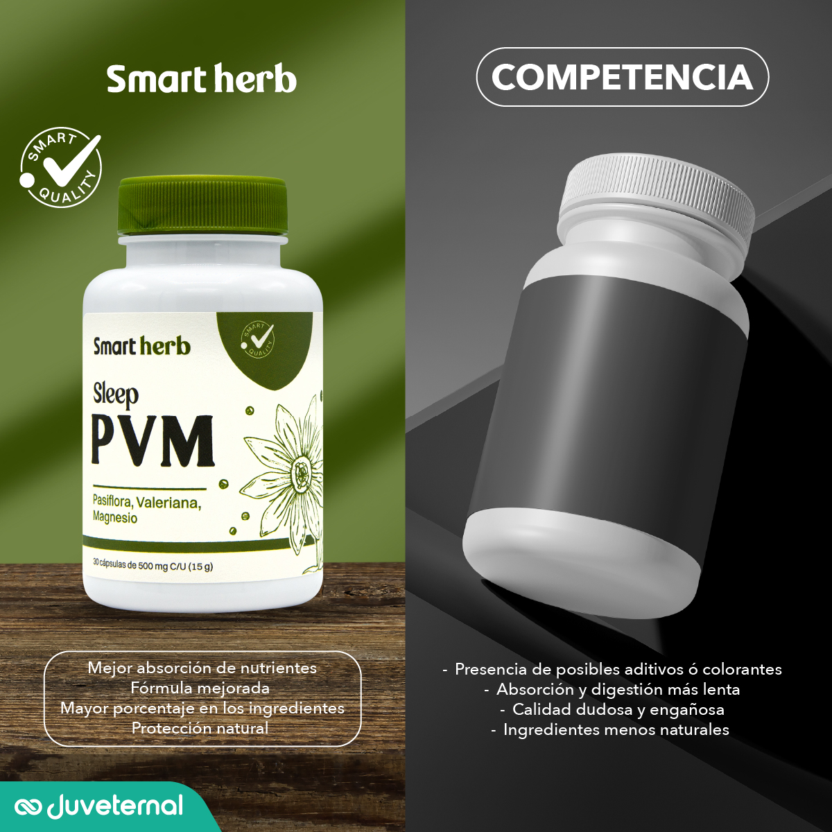 Foto 8 pulgar | Smart Herb Paquete Sleep Pvm, Suplemento Alimenticio, 2 Piezas (30 Cápsulas C/u) Con Pasiflora, Valeriana Y Magnesio