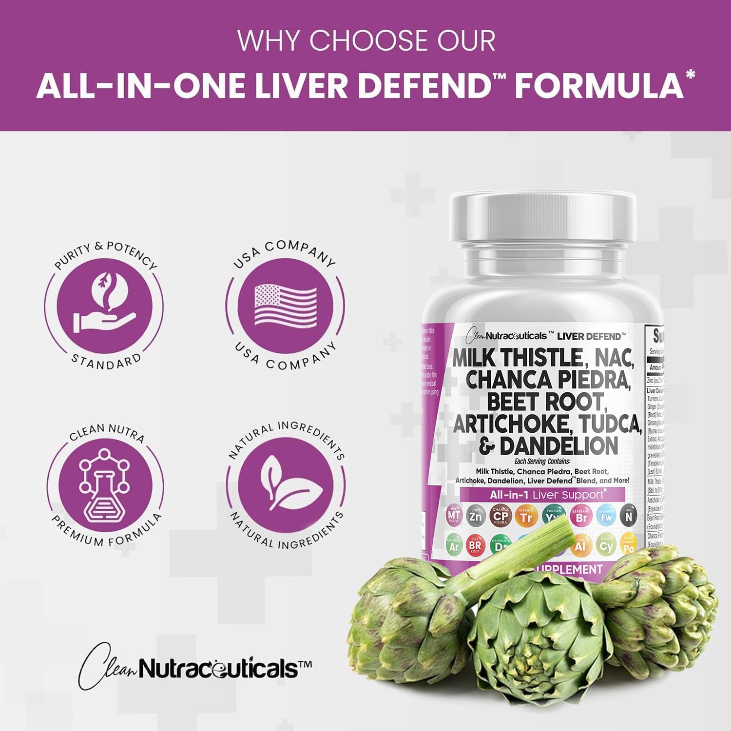 Foto 6 pulgar | Supplement Clean Nutraceuticals Liver Support 60 Cápsulas - Venta Internacional