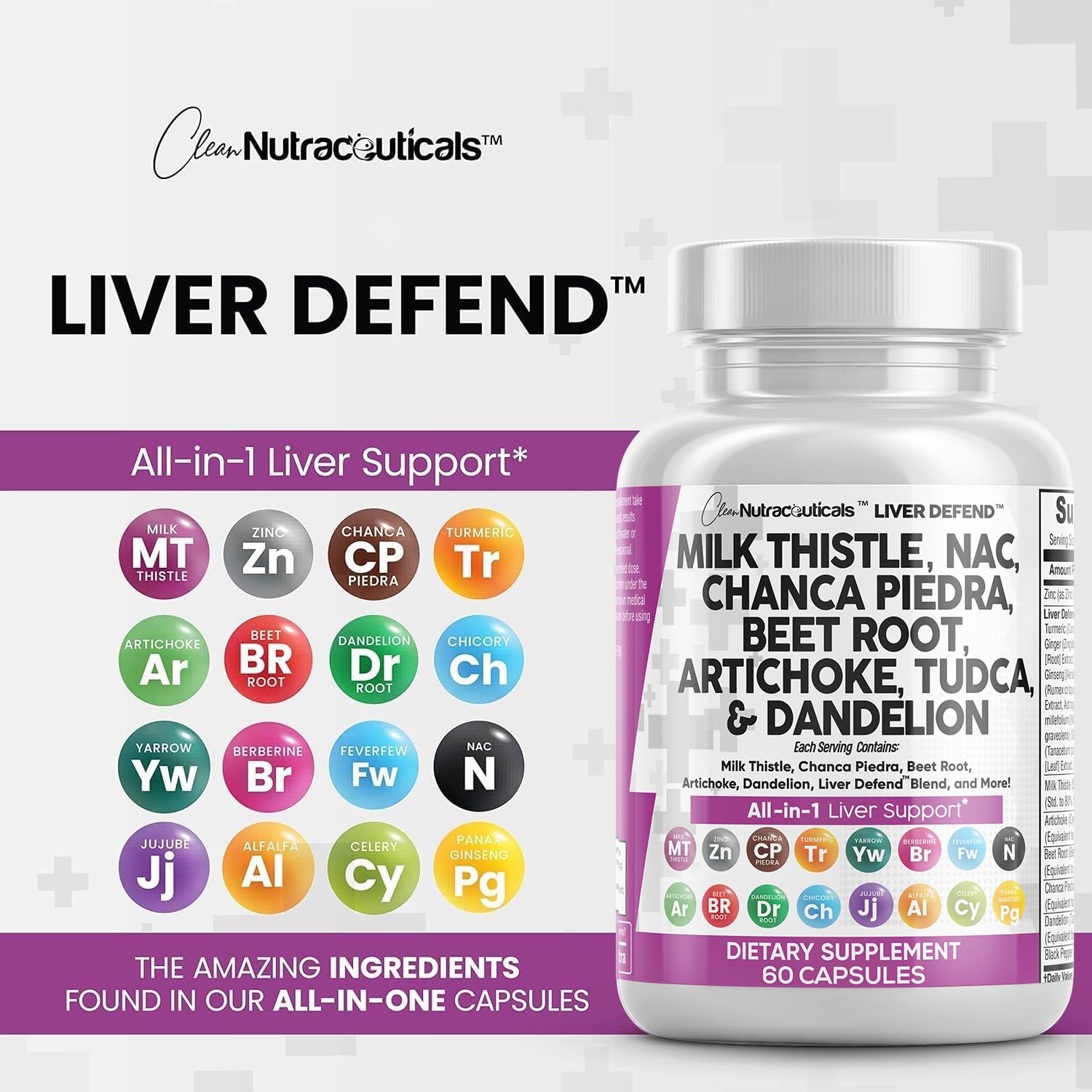 Foto 7 pulgar | Supplement Clean Nutraceuticals Liver Support 60 Cápsulas - Venta Internacional