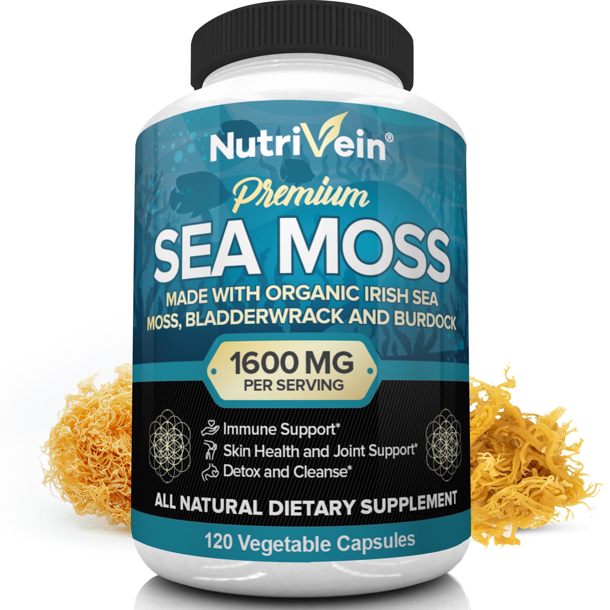 Foto 2 pulgar | Suplemento Nutrivein Organic Sea Moss 1600 mg con Fucus y Bardana 120 Cápsulas - Venta Internacional