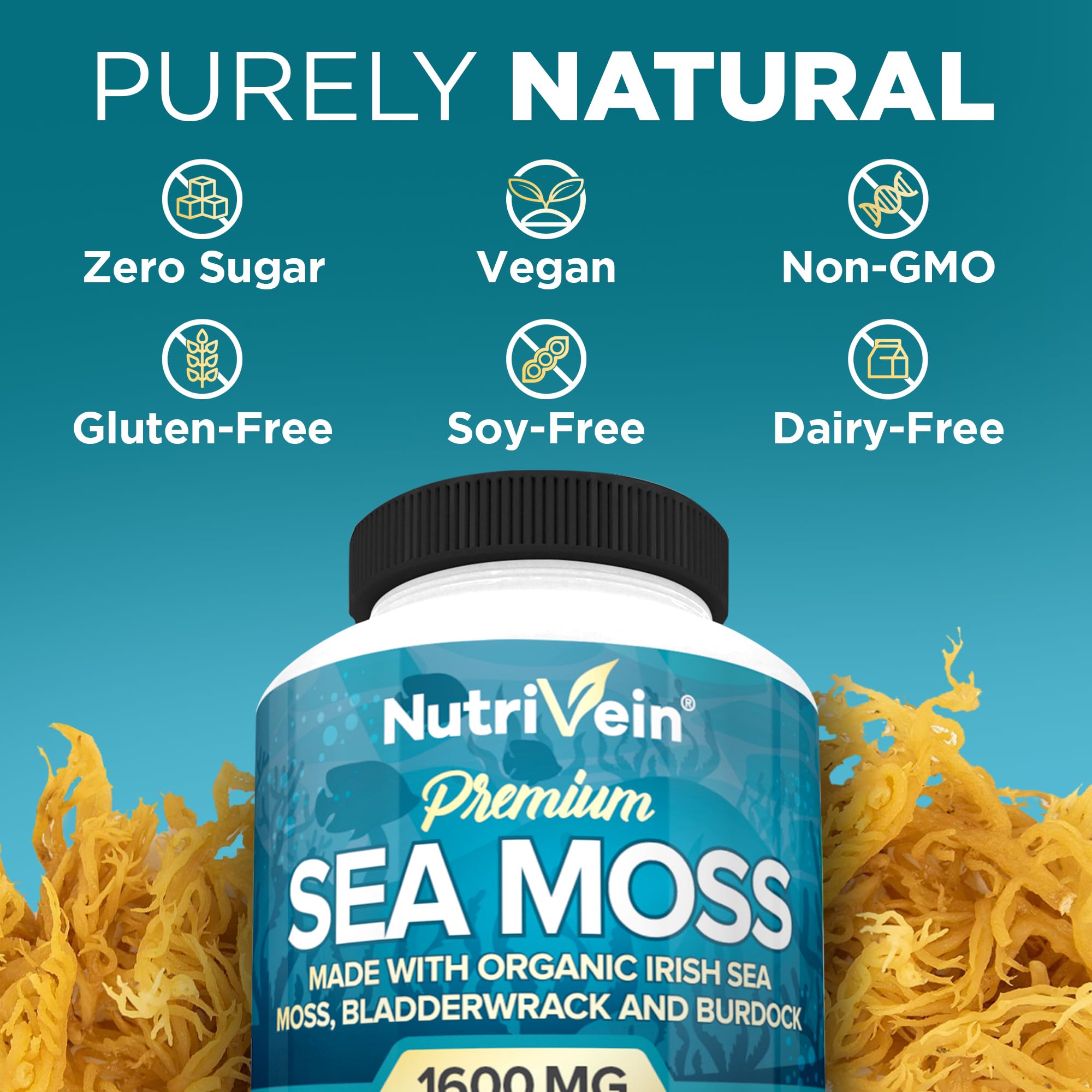 Foto 6 | Suplemento Nutrivein Organic Sea Moss 1600 mg con Fucus y Bardana 120 Cápsulas - Venta Internacional