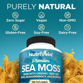 Foto 6 | Suplemento Nutrivein Organic Sea Moss 1600 mg con Fucus y Bardana 120 Cápsulas - Venta Internacional