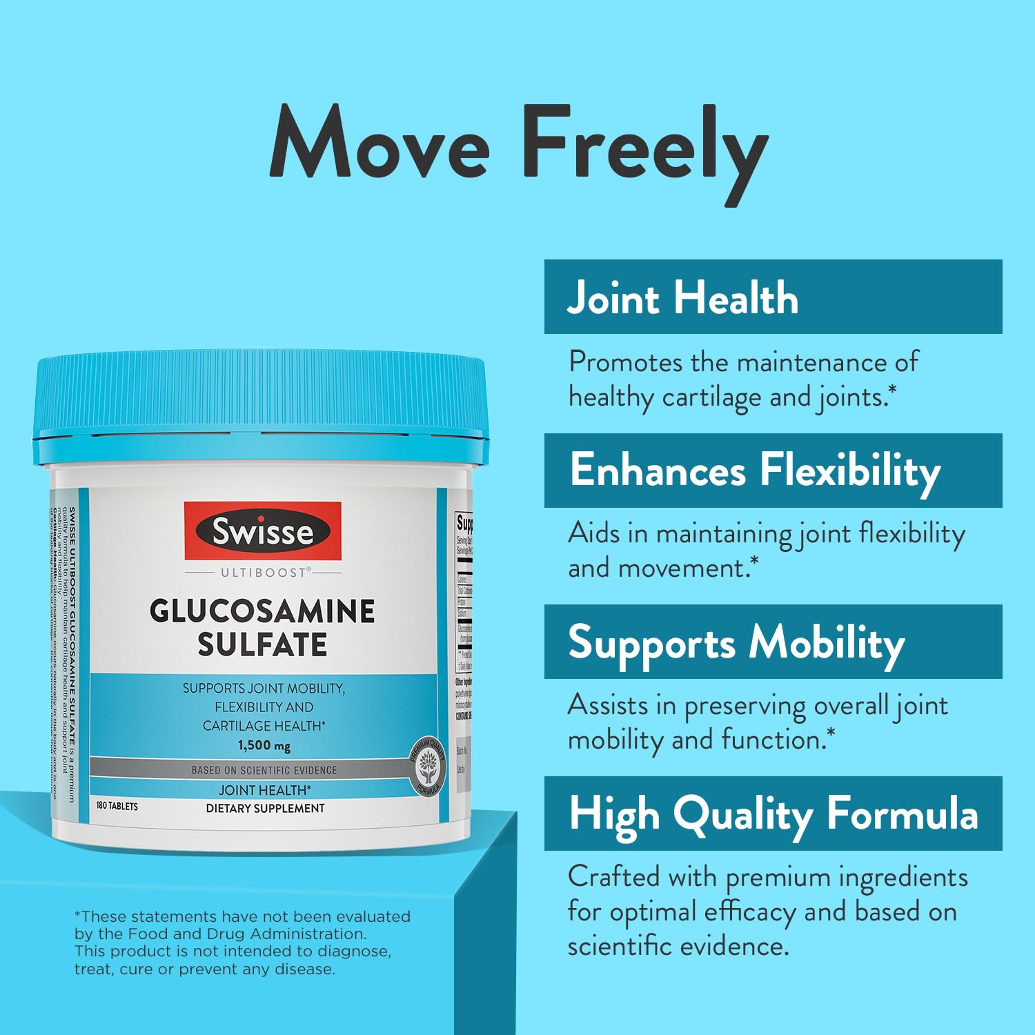 Foto 3 pulgar | Suplemento de Sulfato de Glucosamina Swisse 1500 mg 180 Comprimidos - Venta Internacional