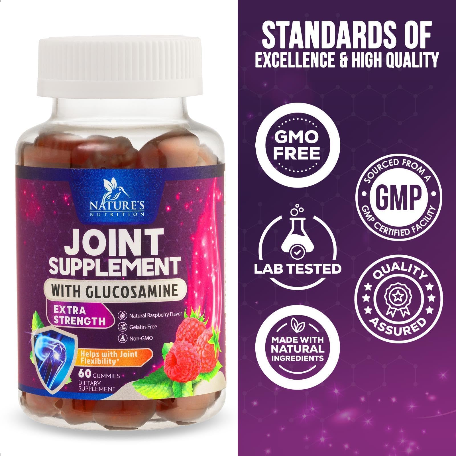 Foto 5 pulgar | Sumplemento en Gomitas de Glucosamina Nature's Joint Support 60 Unidades - Venta Internacional