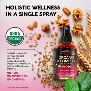 Foto 3 | Aerosol Líquido de Complejo Vitamina B Nutraharmony 60 ml Usda Organic - Venta Internacional