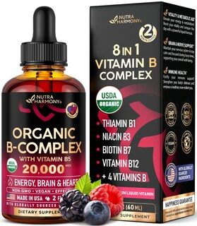 Foto 1 | Gotas Líquidas de Complejo Vitamina B Nutraharmony 60 ml Usda Organic - Venta Internacional