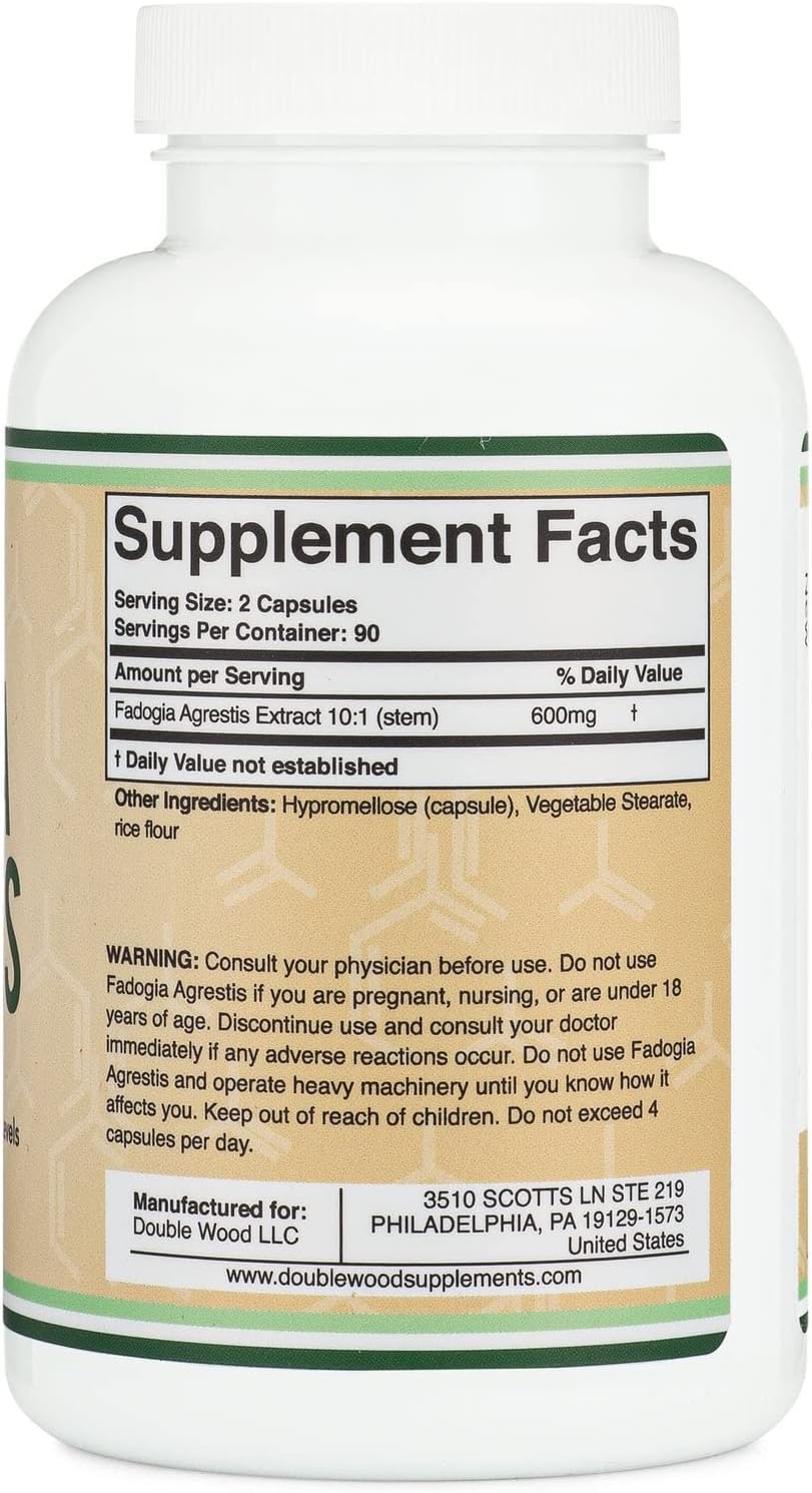 Foto 5 pulgar | Suplemento Double Wood Fadogia Agrestis 600 Mg 180 Cápsulas - Venta Internacional