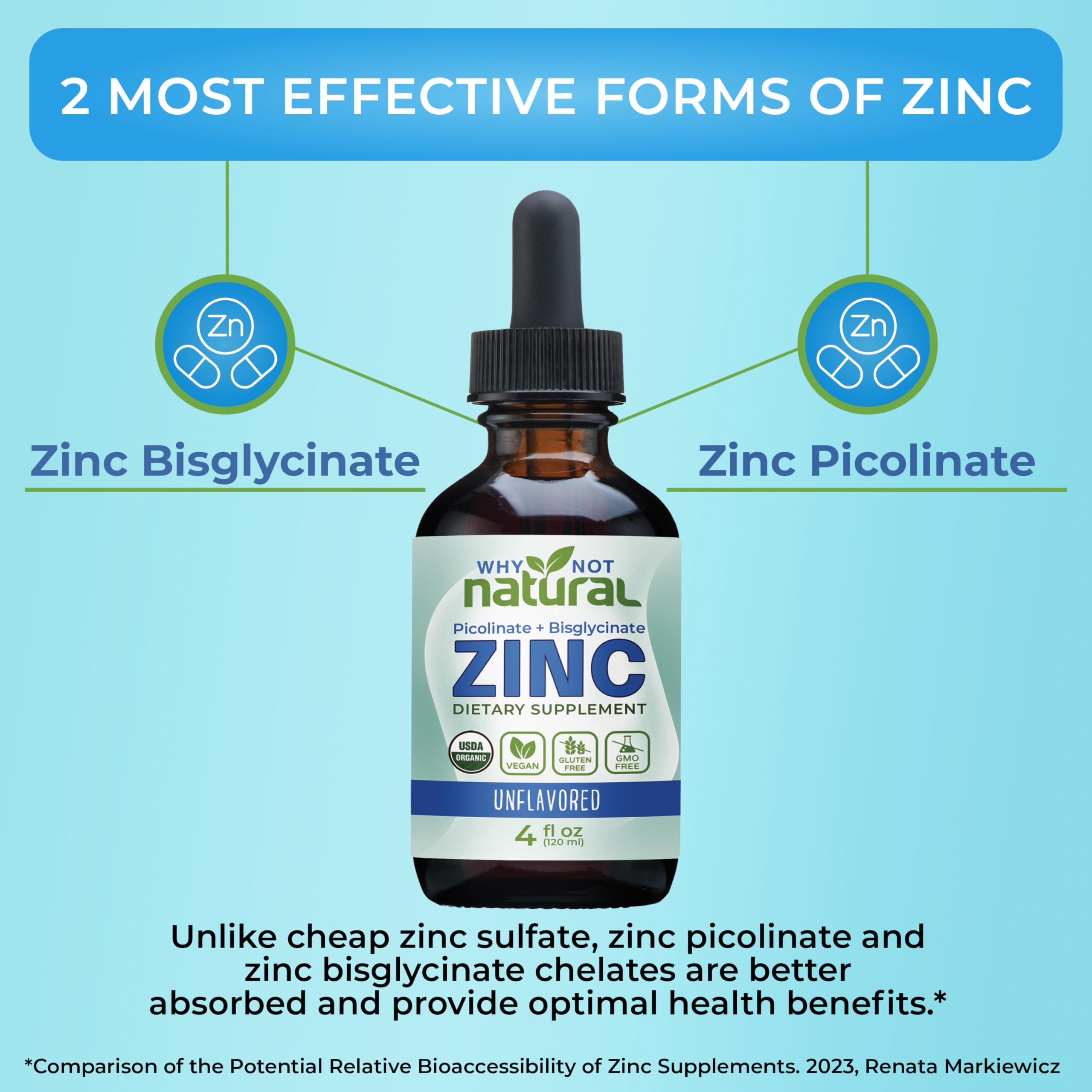 Foto 3 pulgar | Suplemento Why Not Natural Organic Liquid Zinc 338 ml - Venta Internacional