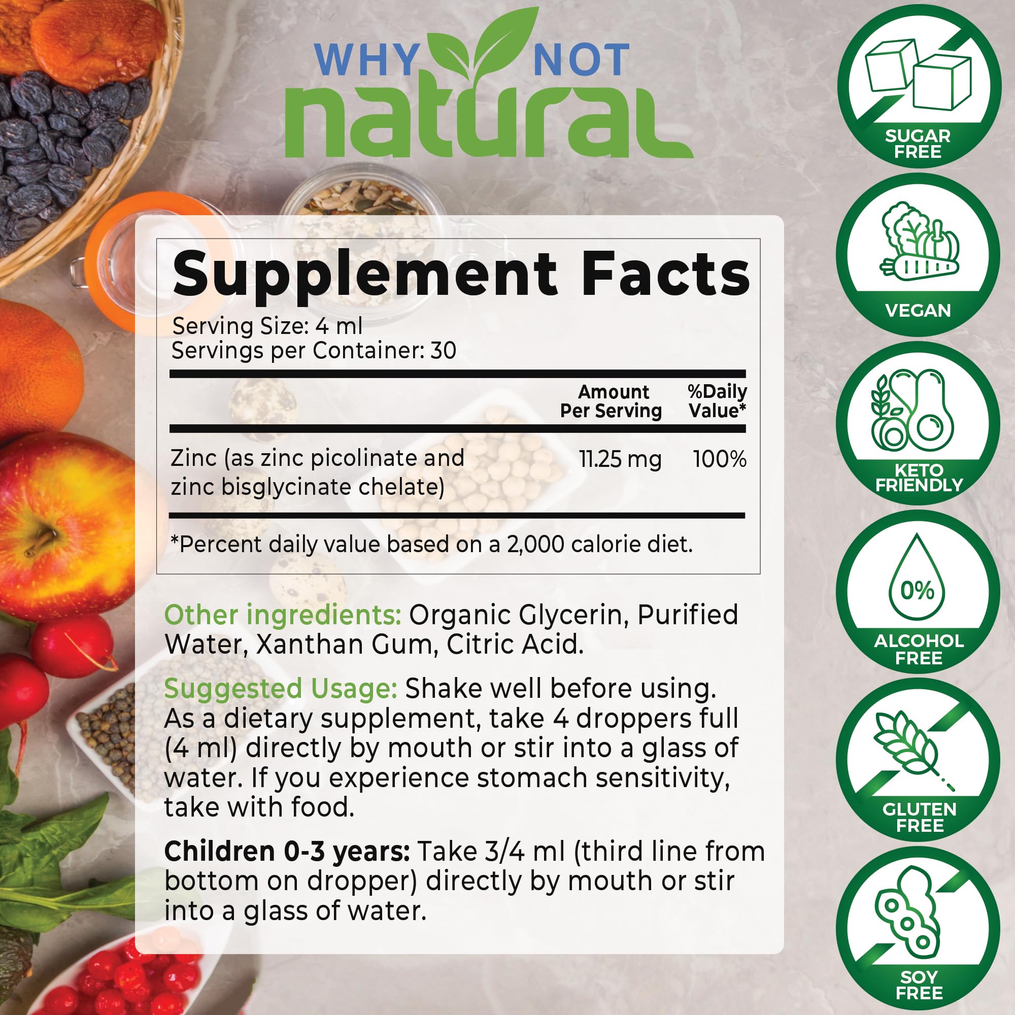Foto 4 pulgar | Suplemento Why Not Natural Organic Liquid Zinc 338 ml - Venta Internacional