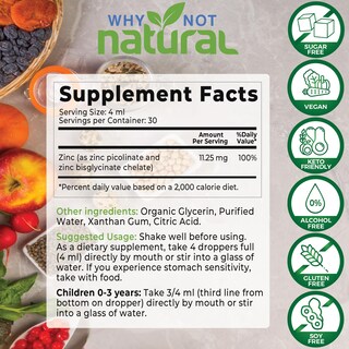 Foto 3 | Suplemento Why Not Natural Organic Liquid Zinc 338 ml - Venta Internacional