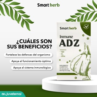 Foto 5 | Suplemento Alimenticio Smart Herb Paquete Inmune Adz 2 Piezas 30 Cápsulas c/u con Ajo Vitamina D3 y Zinc