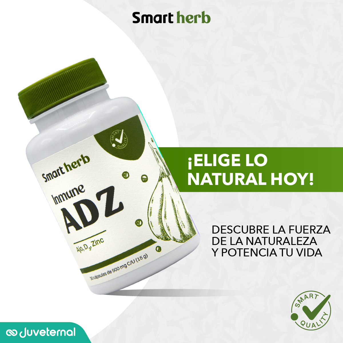 Foto 7 pulgar | Suplemento Alimenticio Smart Herb Paquete Inmune Adz 2 Piezas 30 Cápsulas c/u con Ajo Vitamina D3 y Zinc
