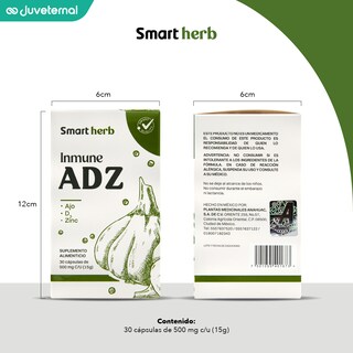 Foto 8 | Suplemento Alimenticio Smart Herb Paquete Inmune Adz 2 Piezas 30 Cápsulas c/u con Ajo Vitamina D3 y Zinc