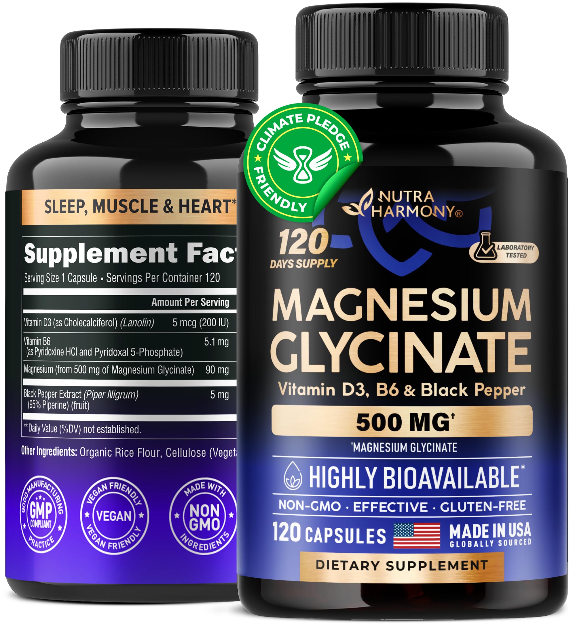 Foto 2 pulgar | Suplemento de Glicinato de Magnesio Nutraharmony 500 Mg con Vitamina D3 y B6 - Venta Internacional