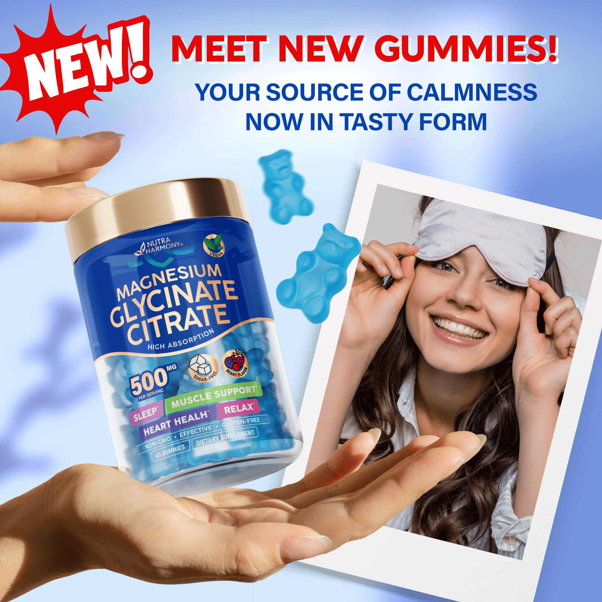 Foto 7 pulgar | Suplemento de Glicinato de Magnesio Nutraharmony 500 Mg con Vitamina D3 y B6 - Venta Internacional