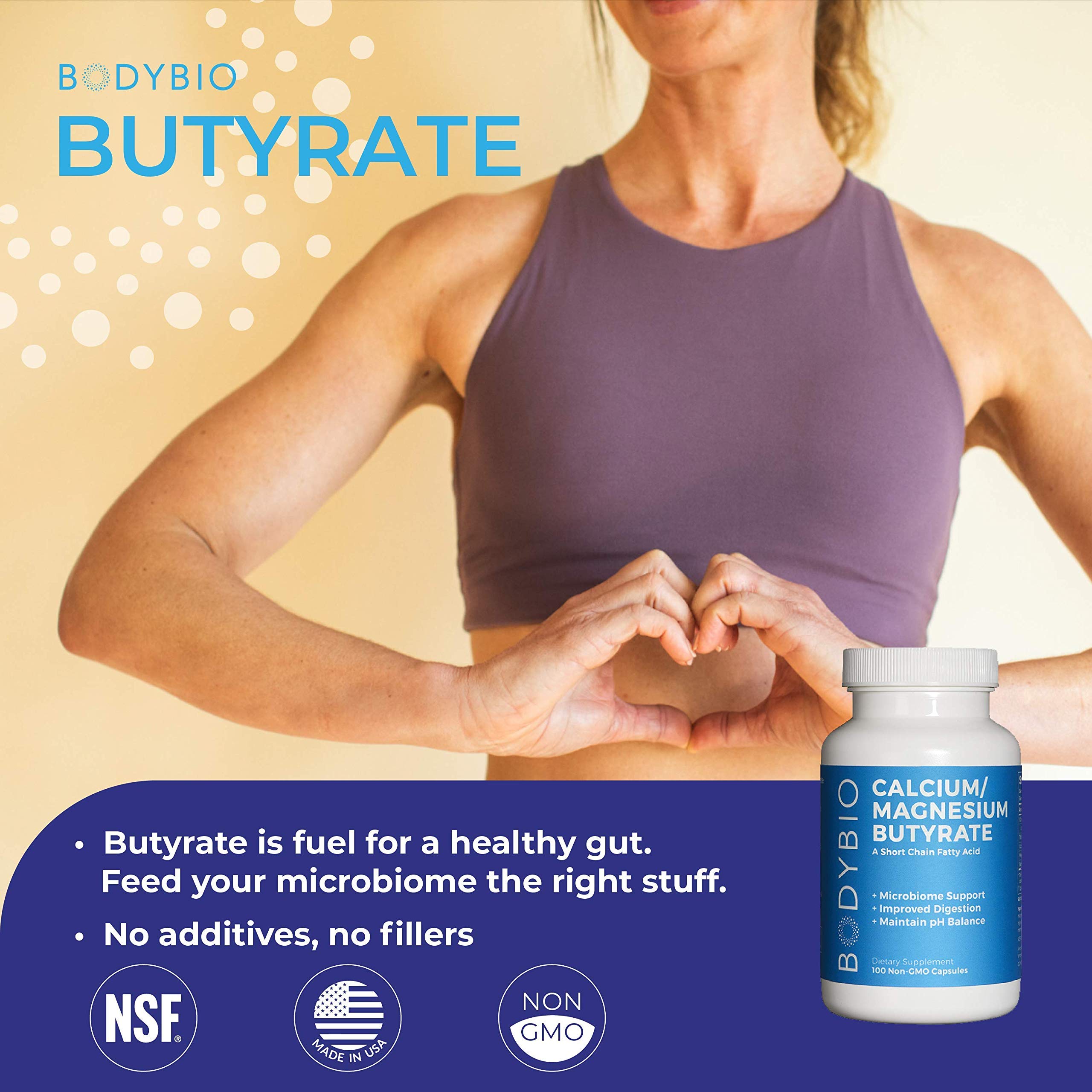 Foto 6 pulgar | Suplemento Butirato Bodybio con Calcio y Magnesio 250 Cápsulas - Venta Internacional
