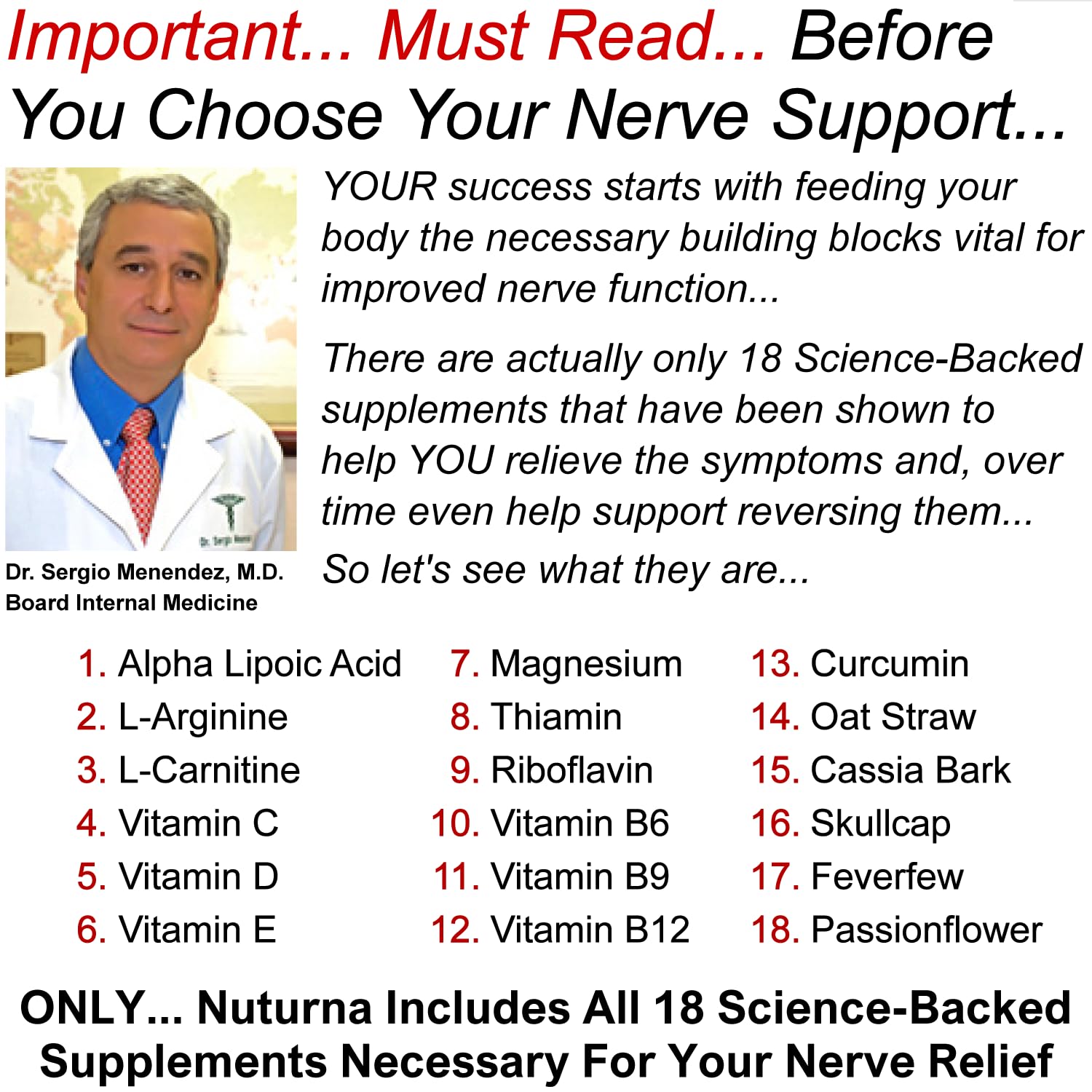 Foto 3 | Suplemento Neuropathy Support Nerve 180 Cápsulas Nuturna - Venta Internacional