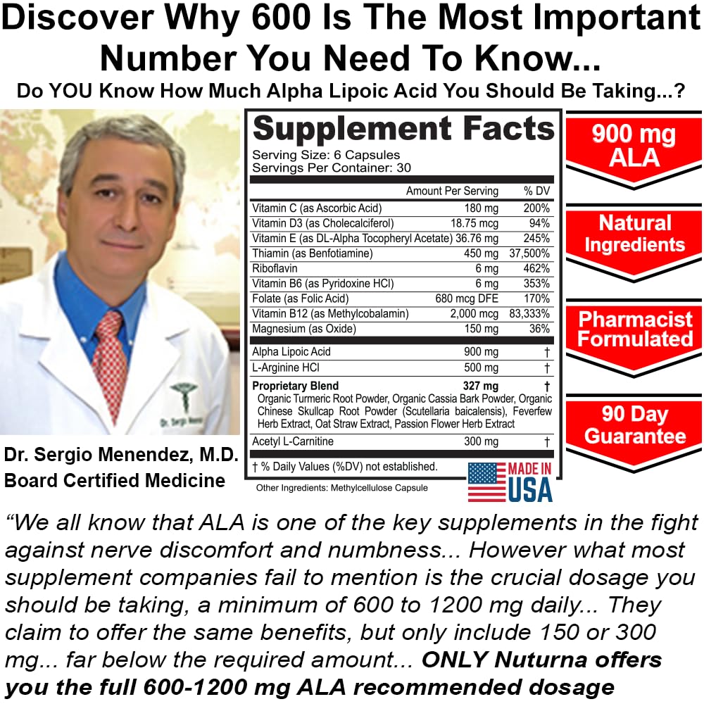 Foto 4 | Suplemento Neuropathy Support Nerve 180 Cápsulas Nuturna - Venta Internacional