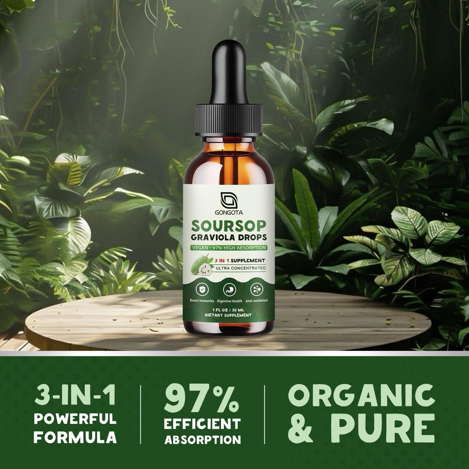 Foto 7 pulgar | Gotas Líquidas de Guanábana y Graviola Gongota con Saúco y Cúrcuma 30 ml - Venta Internacional